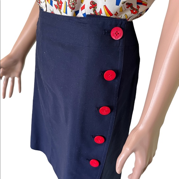 Lauren Ralph Lauren Dresses & Skirts - Lauren Ralph Lauren Vintage, Full Button, Knee Length, Straight Skirt, Navy | 8